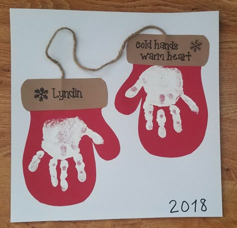 Xmas Handprint Crafts For Kids, Christmas Craft With Handprints, Handson Activities For Preschool, Winter Themed Handprint Art, Mittens Toddler Craft, Mittens Handprint Craft, Kids Winter Handprint Art, Infant And Toddler Christmas Crafts, Toddler Mitten Activities