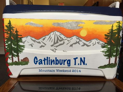 Mountain Weekend 2014 #cooler #clemson Frat Formal Coolers Mountains, Gatlinburg Frat Cooler, Frat Cooler Mountain Weekend, Frat Coolers Mountain Weekend, Frat Painting, Ato Cooler, Frat Coolers Ideas, Mountain Weekend Cooler, Painted Fraternity Coolers