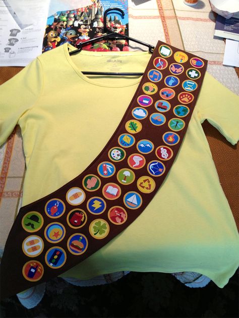 Nerdy Crafts by Tinker Kate: Wilderness Explorer Sash Russell Up Movie, Up Badges, Disfraz Up, Russell Up Costume, Russel Up, Sash Design, Wheelchair Costumes, Up The Movie, Wilderness Explorer