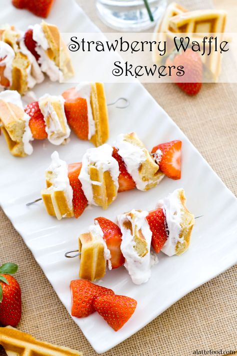 Waffle Skewers, Bridal Shower Brunch Menu, Hello Wonderful, Waffle Bar, Strawberry Waffles, Baby Shower Brunch, Homemade Whipped Cream, Mothers Day Brunch, Belgian Waffles