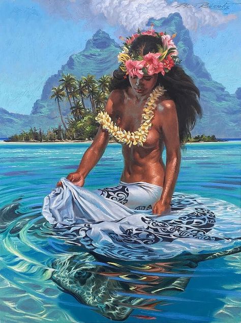 Polynesian Art, Hawaii Art, Tiki Art, Hula Dancers, Hawaiian Art, Polynesian Culture, Island Art, Hula Girl, Surf Art