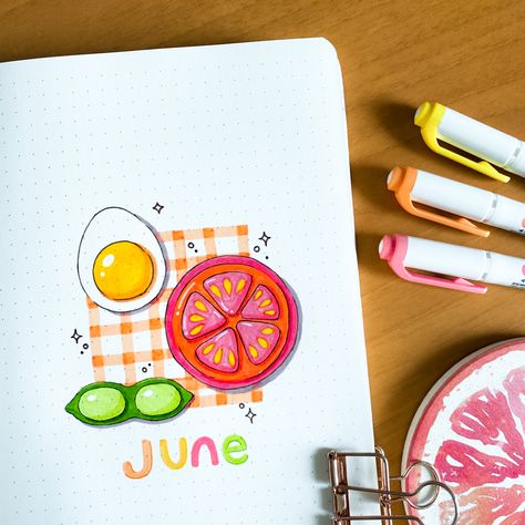 #bulletjournal #bujo #bujoinspire #bujoinspiration #bulletjournalling #bujocommunity #doodling #coverpage #bujodoodle #illustration Fruit Bullet Journal, Bujo Doodles, Bullet Journal Themes, Journal Themes, Bujo Inspiration, Cover Page, Cover Pages, Bullet Journal, Fruit