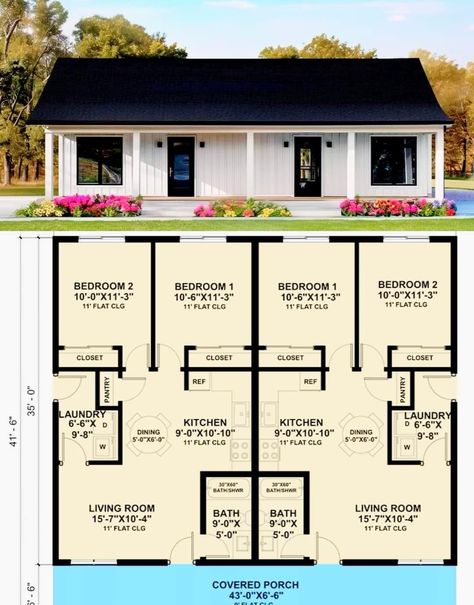 Small House Blueprints, Duplex Floor Plans, Small Floor Plans, Affordable Homes, House Floor Design, Small House Floor Plans, Ranch Style House Plans, Duplex House Plans, Apartment Floor Plans