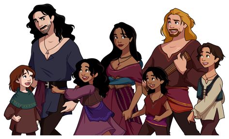 The traveling and ever growing family that comes in all shapes and sizes. Inspired by an old drawing of my own in 2015. Miguel And Tulio, Disney List, Western Anime, Disney Theory, Disney Fanart, Disney Princess Quotes, Disney Crossovers, Disney Concept Art, Modern Disney