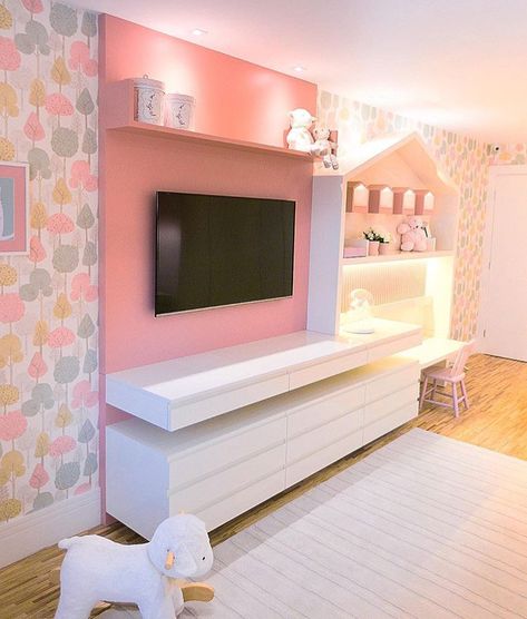 Pink Girls Bedroom Decor, Kids Rooms Inspo, Tv Unit Decor, Condo Living Room, Toddler Girl Room, Bedroom Cupboard Designs, Kids Room Inspiration, Girl Bedroom Designs, Toddler Bedrooms