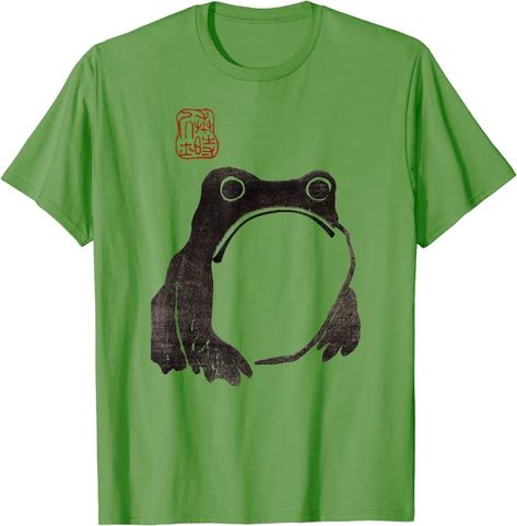 Cute Cottagecore Frog - Grumpy Japanese Frog T-Shirt Frog Clothes, Japanese Frog, Cottagecore Frog, Frog T Shirt, Frog Shirt, Cute Cottagecore, Japanese Tshirt, Grunge Shirt, Witch Fashion