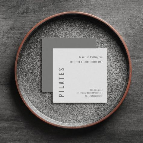 $30.20 | Minimal Modern Simple Gray Pilates Fitness #pilates instructor, yoga studio, health professional, sports business, healthy lifestyle, modern, minimal, simplicity, typography, gray Pilates Business, Studio Pilates, Minimal Typography, Pilates Teacher, Text Template, Fitness Pilates, Pilates Fitness, Pilates Instructor, Square Business Card