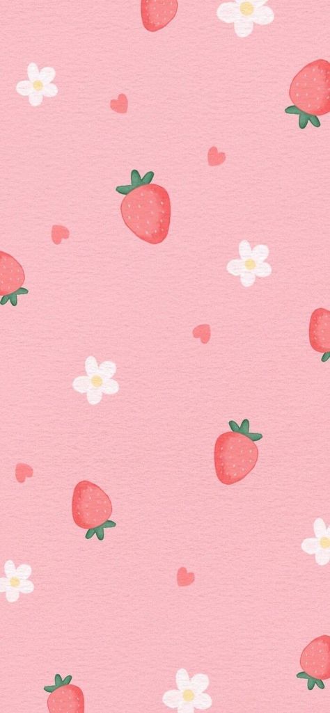 Pink Wallpaper Iphone, Pink Wallpaper, Wallpaper Iphone, Strawberries, Iphone, Flowers, Pink