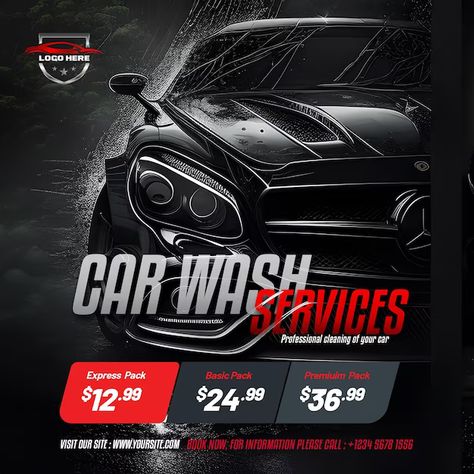 Looksgood | Freepik Car Wash Detailing, Car Service Design, Car Wash Aesthetic, Car Wash Design, Car Wash Posters, Car Tint, Detailing Car, Truck Mechanic, Poster Mockup Psd