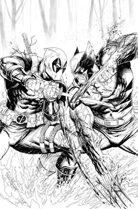 Dc Comics Drawings, Deadpool Drawings, Ninja Turtles Art Draw, Film Tattoo Ideas, Comic Outline, Deadpool Vs Wolverine, Deadpool Comic Book, Deadpool Drawing, Deadpool Artwork