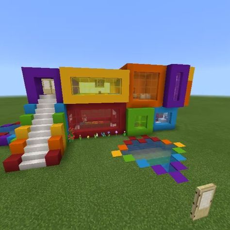 Rainbow Minecraft Builds, Minecraft Rainbow Builds, Houses In Minecraft, Minecraft Cool, Minecraft Sheep, Construction Minecraft, Minecraft Decoration, Minecraft Houses Survival, Minecraft Houses Blueprints