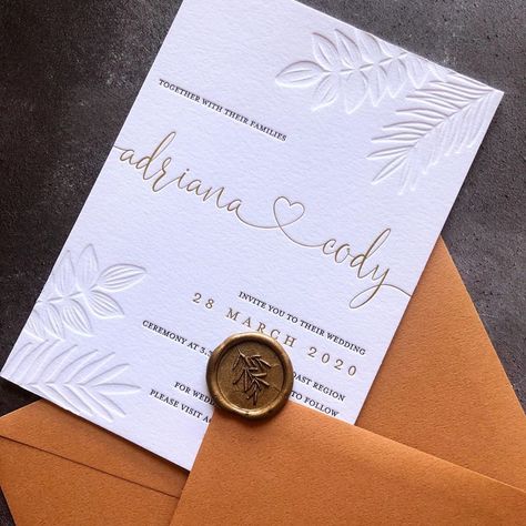 Blind Letterpress, Terracotta Wedding Invitation, Cricut Invitations, Embossed Wedding Invitations, Cricut Wedding Invitations, Orange Wedding Invitations, Gold Foil Wedding Invitations, Polka Dot Paper, Watercolor Card