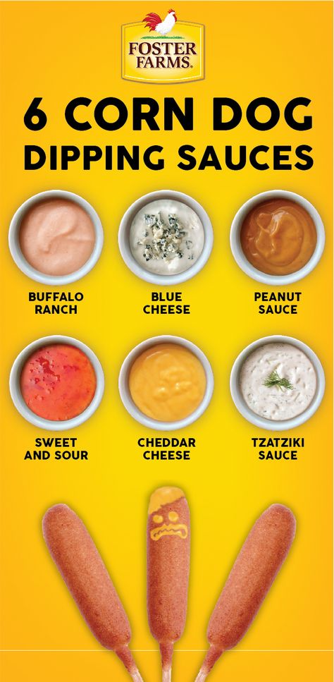 Up your snack game with these dipping sauces that are sure to “WOW” your taste buds! Dip a filling corn dog in a yummy sauce to fight off that monster appetite. Explore additional corn dog flavors here. https://www.fosterfarms.com/corndog-fun-snack/ Corn Dog Food Truck, Corn Dog Sauce, Corn Dog Packaging, Corndog Packaging, Corn Dog Dipping Sauce, Snacks For Party Finger Food, Snacks For Party, Party Finger Food, Hot Dog Restaurants