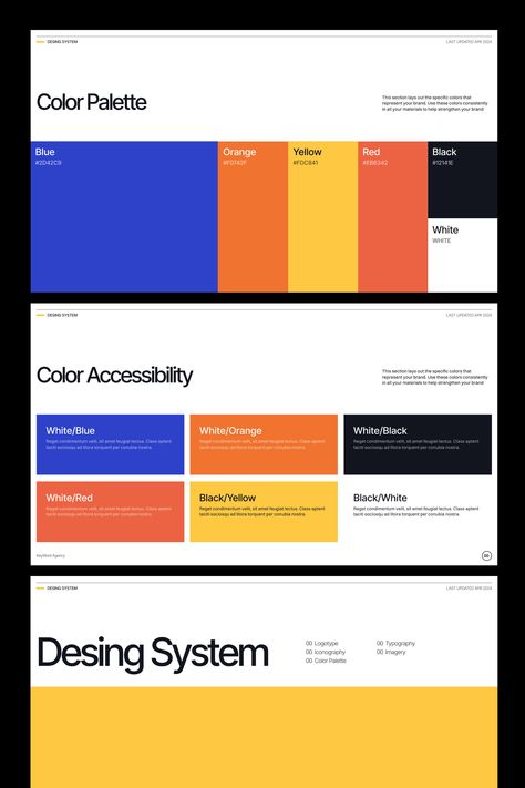 Explore the features of our Color Palette Brand Guideline Slides, a Brand Guide Canva Template tailored for graphic designers. This template provides a structured layout to display color schemes and typography standards effectively, aiding in the development of comprehensive brand guidelines. It includes various slides designed to organize and present brand elements clearly, making it a useful tool for graphic designers to document and communicate brand identities consistently. Color Palette Brand, Startup Presentation, Brand Elements, Create Brand, Brand Color Palette, Brand Guide, Pitch Deck, Slide Design, Website Design Inspiration