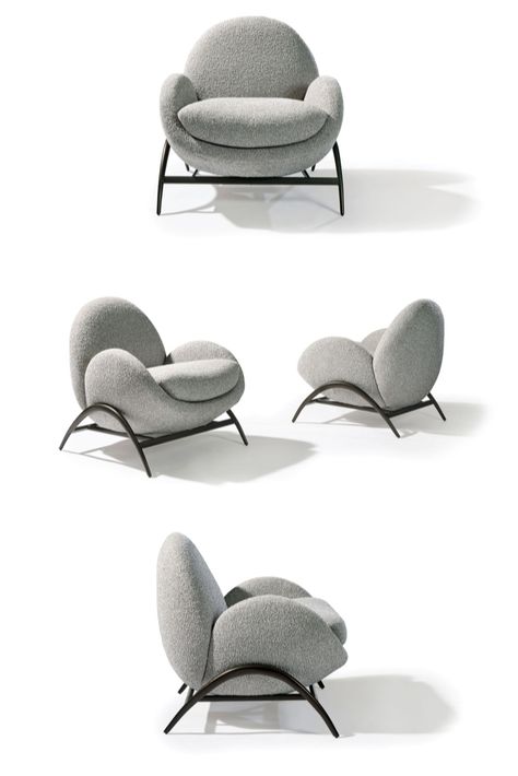 Designed by Rick Lee, our Mona lounge chair is defined by a soft, biomorphic modern shape that hugs for an unparalleled lounging experience. Mona's ahead-of-the-curve, sculptural upholstery nestled onto a sleek metal base is guaranteed put a uplifting smile on your face. Inviting from all angles with luxurious seating and back support, Mona is a true comfort to the eyes and body. Our Mona lounge chair is available in a variety of fabrics and leathers and can be customized to match any décor. 2023 Products, Thayer Coggin, Luxury Dining Chair, Design 2023, Furniture Design Living Room, Milo Baughman, Luxury Dining, Back Support, Design Living