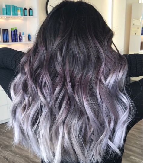 Grey Hair Tones, Lavender Grey Hair, Purple Grey Hair, Types Of Hair Color, Grey Ombre Hair, Grey Hair Dye, Hair Tint, Dusty Lavender, Silver Ombre