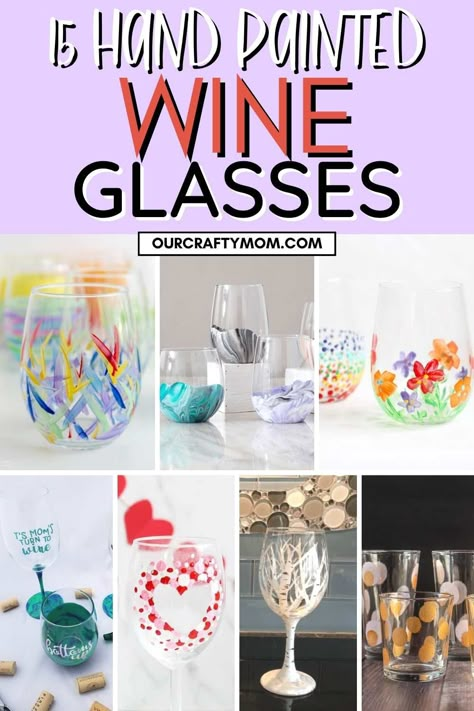 How To Paint Drinking Glasses, Paint On Wine Glasses Diy, Ideas To Paint On Wine Glasses, Hand Paint Wine Glasses Diy, Painting A Wine Glass Diy, Decorative Wine Glasses Diy, Ideas For Painting Wine Glasses, Painting Drinking Glasses Diy, Decorate Wine Glasses Diy