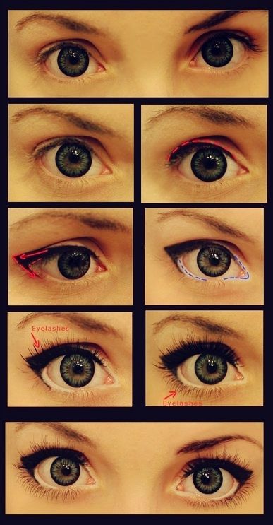 Doe eye: notice the White eyeliner Cat Eyeliner Tutorial, Doe Eye Makeup, Makeup Anime, Makeup Kawaii, Makeup Cosplay, Male Anime, Makeup Tip, Anime Male, Make Up Inspiration