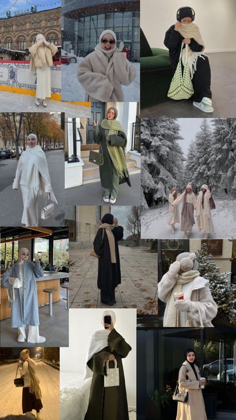 Islam hijabi winter Hijabi Snow Outfits, Hijab Fashion Inspiration Winter, Hijabi Winter Outfits, Hijabi Winter, Winter Hijab Fashion, Cold Weather Outfits Winter, Winter Hijab, Outfits Hijab, Muslim Style