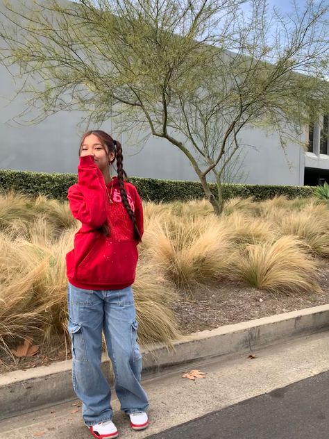 #sp5der #outfit #555 Sp5der Hoodie Aesthetic, 555 Hoodie Outfit, Sp5der Hoodie Outfit Girl, Red Zip Up Hoodie Outfit, Red Hoodie Outfit Aesthetic, Bape Shirt Outfit, Sp5der Outfit, Spider Hoodie Outfit, Sp5der Hoodie Outfit