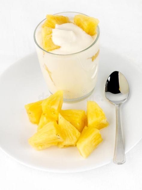 Pineapple yogurt. With pineapple chunks, portrait format, high key image , #AFF, #pineapple, #chunks, #Pineapple, #yogurt, #portrait #ad Pineapple Yogurt, Mousse Dessert, Pineapple Recipes, Fruits Images, Cooking Homemade, Natural Yogurt, Carrot Salad, Homemade Yogurt, Yogurt Recipes