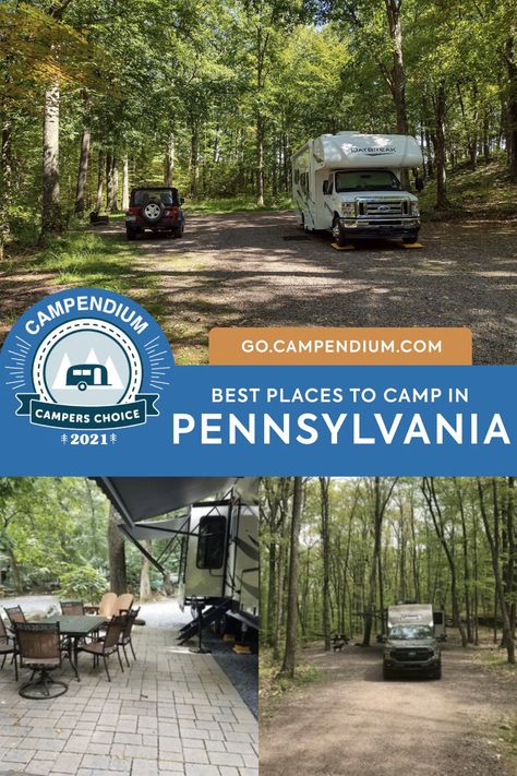 Free Campsites U.s. States, Pennsylvania Camping, Rv Parks In Florida, Camping In Pennsylvania, Best Rv Parks, Tent Camping Hacks, Camping Usa, New England Road Trip, Rv Road Trip