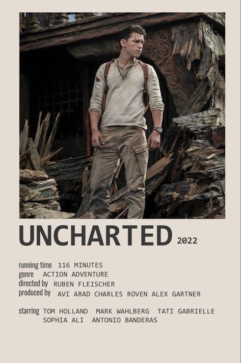 Uncharted Movie Poster, Minimalistic Posters Movie, Poster Polaroid Movie, Movie Polorid Posters, Movie Posters For Room, Uncharted Poster, Minimalist Poster Movie, Movie Minimalist Poster, Movie Poster Aesthetic