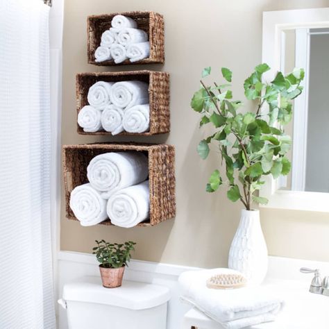 Floating Shelves Wood, Bathroom Floating Shelves, Bathroom Closet Organization, Towel Display, Boll & Branch, Shelves Wood, Counter Organization, Tidy Bathroom, Bathroom Wall Shelves