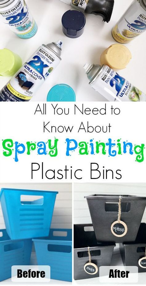 Awesome tips for spray painting plastic so the paint doesn't chip! #spraypaint #spraypaintplastic Painting Plastic Bins, Spray Painting Plastic, Paint Plastic Drawers, Spray Paint Plastic, Spray Paint Projects, Spray Paint Furniture, Diy Spray Paint, Diy Sprays, Painting Plastic