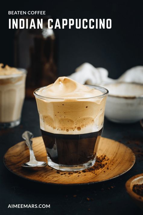 This Hand Beaten Coffee, which is more commonly known as Indian Coffee or an Indian Cappuccino, is a powerful caffeinated espresso topped with a foamy sweet whipped coffee. #hand #beaten #coffee Thai Tea Recipes, Frothy Coffee, Cappuccino Recipe, Cafe Expresso, Indian Coffee, Whipped Coffee, Coffee Cappuccino, Keurig Coffee, Coffee Drink Recipes