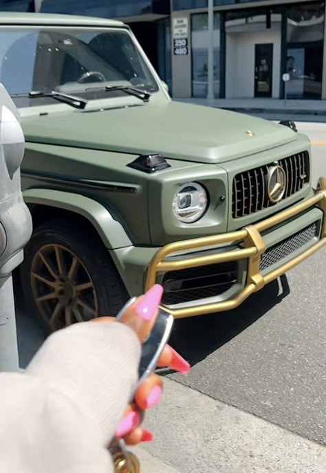 Sage Green Mercedes G Wagon, Sage Green Mercedes, Sage Green Range Rover, Sage Green Car Interior, Sage Green Jeep, Grey Huffington, Green Car Interior, Sage Green Car, Green Range Rover