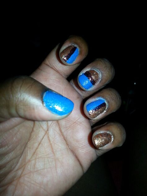 Blue and gold Gold Nail Designs, Gold Nails, Blue And Gold, Nails Design, Nail Designs, Nail Art, Nails, Gold, Blue