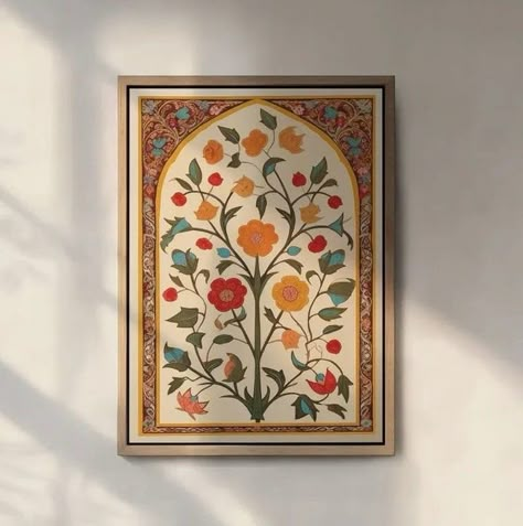 Frame Painting Ideas, Arabic Art Design, Arab Decor, Islamic Art Painting, Islamic Art Design, Islamic Geometric Design, Arabic Painting, Arabic Decoration, Traditional Room Decor