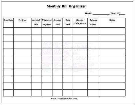 FREE Printable Monthly Bill Organizer - Funtastic Life Monthly Bills Template Free Printable, Bill Pay Organizer, Organizing Monthly Bills, Bill Organization Printables, Bill Payment Organization, Monthly Bill Organizer, Bill Pay Checklist, Month Template, Bill Calendar