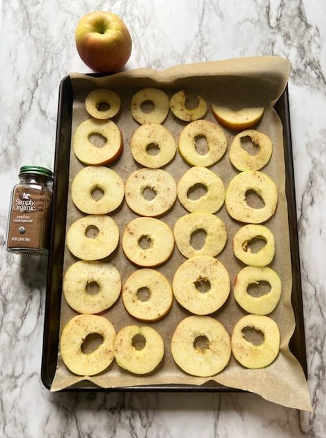 Super Simple Baked Apple Chips For Dogs - Droolicious Dog Treats Apple Sauce Dog Treats Recipes, Homemade Dog Treats With Pumpkin And Applesauce, Pumpkin Apple Dog Treats, Dog Treats Apple, Apple Dog Treats, Baked Apple Chips, Apple Chips Recipe, Sliced Apple, Apple Chips Baked