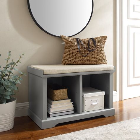 Red Barrel Studio® Aaleyah Shelves Storage Bench & Reviews | Wayfair Grey Storage Bench, Transitional Entryway, White Storage Bench, Entryway Storage Bench, Storage Bench With Cushion, Add Storage, Removable Shelves, Entryway Bench Storage, Storage Cubes