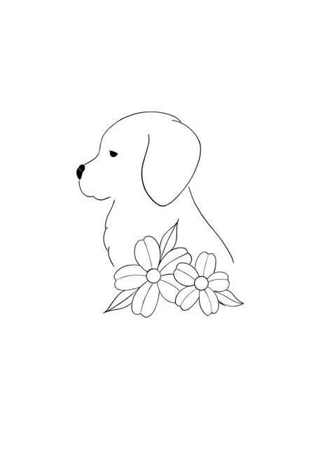 Dog Drawing Doodle, One Line Dog Drawing, Dog Outline Drawing, Dog Outline Tattoo, Tatoo Dog, Dog Drawing Simple, Watercolor Doodle, Colorful Hairstyles, Dog Memorial Tattoos