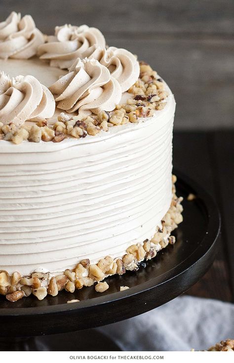 Walnut Cake | The Cake Blog Pear Pudding, Brown Sugar Buttercream, Coffee And Walnut Cake, Gourmet Cakes, Crumble Cake, Walnut Cake, Lemon Cookies, Snacks Für Party, Drip Cakes