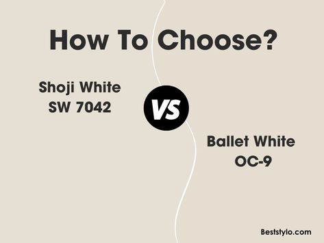 BM Ballet White Vs SW Shoji White: What’s the Difference? Benjamin Moore Shoji White, Sw Shoji White Cabinets, Sw Shoji White Walls, Shoji White Kitchen, Bm Ballet White, Sw Shoji White, Naval Sherwin Williams, Benjamin Moore Horizon, Rainwashed Sherwin Williams