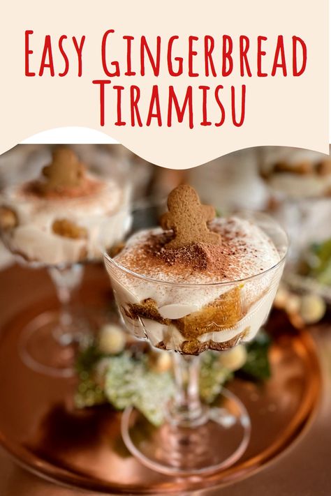 This gingerbread version of tiramisu is perfect for Christmas or holiday parties and extremely easy to put together then store in fridge until ready to serve and dust with cocoa powder and add a small gingerbread cookie for an adorably delicious garnish. Healthier tiramisu that is dairy-free and delicious! Healthier Tiramisu, Gingerbread Tiramisu, Tiramisu Easy, Tiramisu Recipes, Gingerbread Dessert, Fall Sweets, Easy Gingerbread, How To Make Gingerbread, Peppermint Brownies