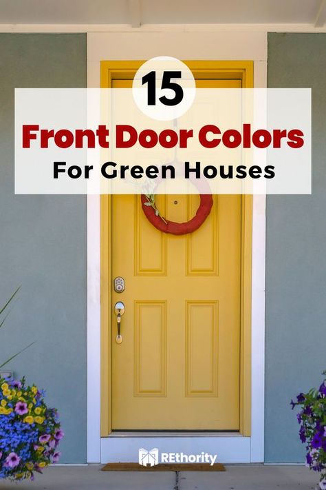 What Color Door With Green House, Light Green House Door Color, Exterior Door Colors With Green Siding, Green House Exterior Door Color, Green Siding Front Door Color, Front Door Colors With Light Green House, Green House What Color Door, Front Door Color With Green Siding, Green House Door Color Ideas Front Door