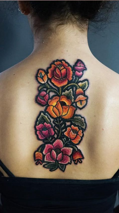 Embroidery Tattoos, Patch Tattoo, Tato Tradisional, Mexican Tattoo, Embroidery Tattoo, Kunst Tattoos, Tattoo Trend, Tattoo Traditional, Traditional Tattoo Flash