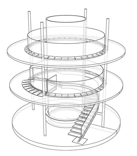 Helical Staircase, Circular Structure, متحف فني, Plan Villa, Concept Models Architecture, Architecture Portfolio Design, Deco Rose, Architecture Design Sketch, Architecture Design Drawing