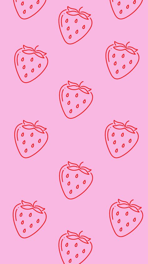 Phone wallpaper #strawberries #wallpaper #lockscreenwallpaper Strawberry Heart Wallpaper, Strawberry Mentos Aesthetic, Strawberry Print Wallpaper, Strawberries Aesthetic Wallpaper, Wallpaper Backgrounds Strawberry, Strawberry Asthetic Wallpaper, Fresas Wallpaper, Binder Drawings, Wallpaper Fresas