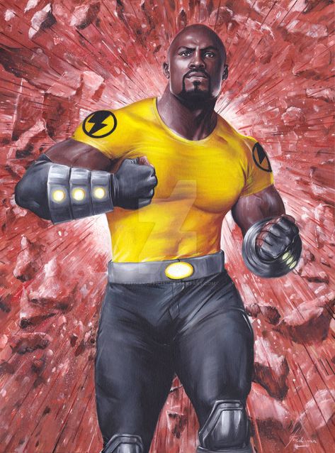 Cage Concept Art, Marvel Luke Cage, Luke Cage Comics, Val Zod, Luke Cage Marvel, Black Superheroes, Hair Metal Bands, Oil Painting On Paper, Marvel Superheroes Art