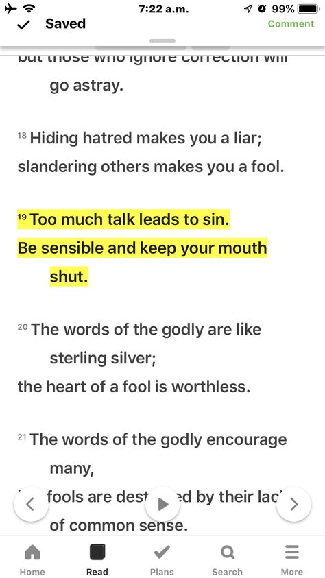 Proverbs 10:19 Words, Scripture About Cussing, You Version Bible App, Proverbs 19:3, Proverbs 10:19, Nlt Bible Quotes, Bible App Verses, Proverbs Bible Verses, Nlt Bible