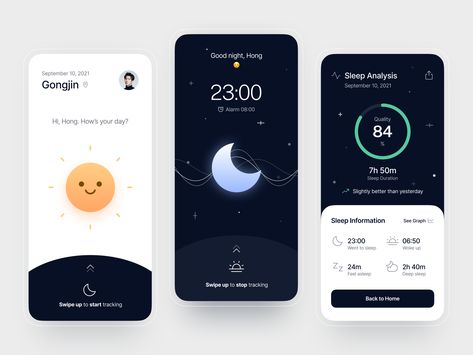 Sleep Tracker App by Adi Bivaga Goal App, Website Moodboard, Vpn App, Sleep App, Creative Market Design, Meditation App, Directory Design, Playing Cards Design, White Makeup