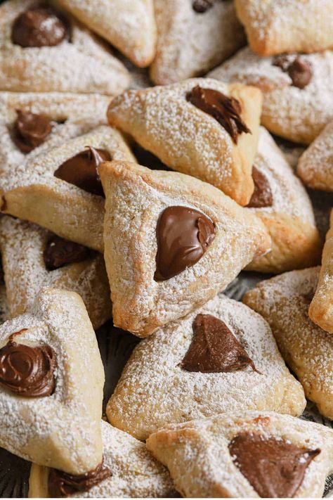 Easy Hamentashen recipe for Purim and any occasion Purim Hamantaschen Cookies, Easy Hamentashen Recipe, Hamentashen Recipe, Hamantaschen Cookies, Purim Recipe, Lemon Meringue Cookies, Hanukkah Recipes, Italian Rainbow Cookies, Clean Meal Prep