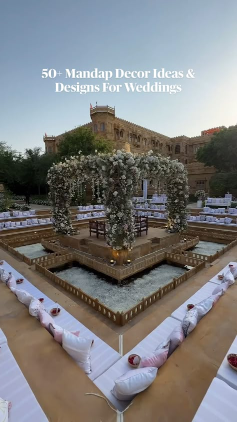 A gorgeous mandap elevates your décor game on so many levels. It’s a place where you will exchange vows, and take your pheras – so it has to be as beautiful as your love story. Indian Wedding Venue, Mandap Design, Wedding Stage Decor, Personalized Wedding Decor, Marriage Decoration, Mandap Decor, Beautiful Wedding Decorations, Desi Wedding Decor, Wedding Mandap