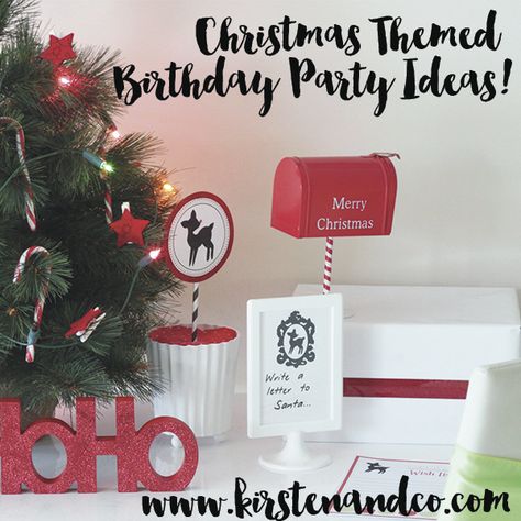 Christmas Themed Birthday Party Ideas! 40th Christmas Birthday Party, 40th Birthday Christmas Theme, Christmas Birthday Party Ideas, Christmas Themed Birthday Party, Hotel Birthday Parties, Themed Birthday Party Ideas, Birthday Party For Teens, Christmas Birthday Party, Fourth Birthday